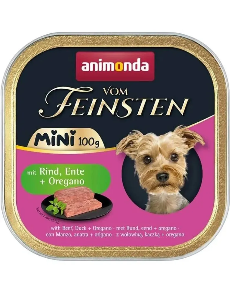 ANIMONDA Vom Feinsten Mini con manzo, anatra e origano 100g cibo umido per cani di piccola taglia