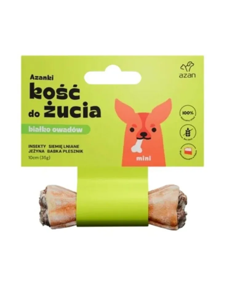 AZANKI Osso con insetti e semi di lino per cani Mini 10cm
