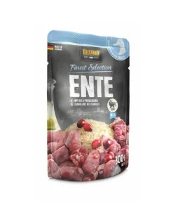 BELCANDO Cibo umido per cani con anatra, riso e mirtilli rossi 300g