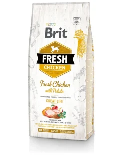 BRIT Fresh chicken with potato adult great life 2 x 12kg + FLEXI New Comfort L Tape 8m GRATIS