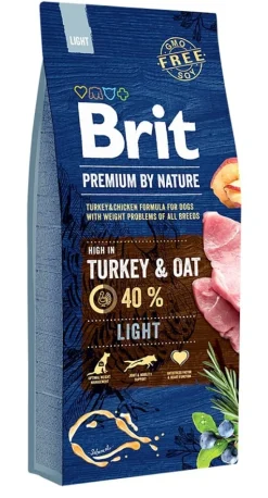 BRIT Premium By Nature Light 15kg + cibo umido con tacchino 6 x 400g