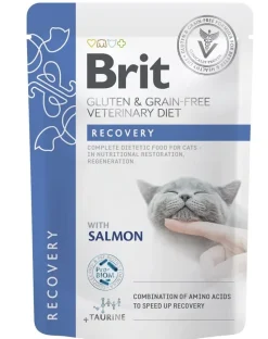 BRIT Veterinary Diet Grain Free Recovery Cat Fillets in Gravy Salmon 12x85g per gatti in fase di convalescenza