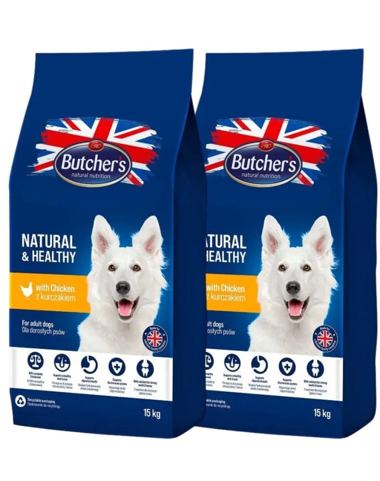 BUTCHER'S Natural&Healthy con pollo 15kg x 2