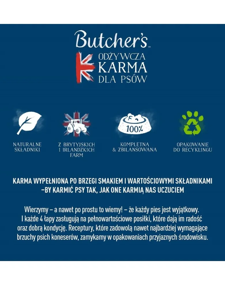 BUTCHER'S Original Tripe cibo per cani, con pollo e rumine, paté 400g