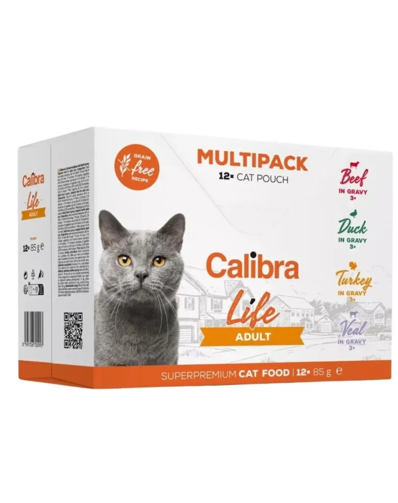 CALIBRA Cat Life Pouch Adult Multipack in gravy 12 x 85g bustine in salsa per gatti