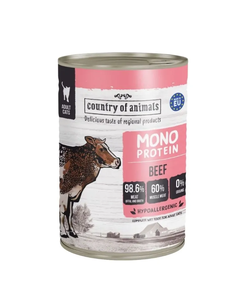 COUNTRY OF ANIMALS Cat Monoprotein Beef 400g manzo, cibo umido per gatti