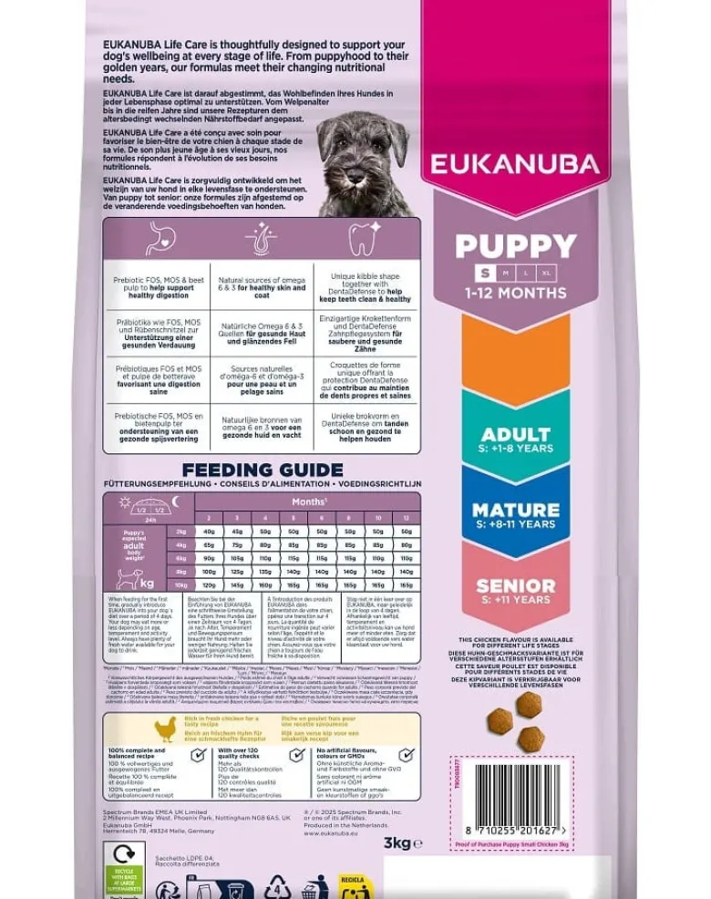 EUKANUBA Puppy Small Breeds Chicken 3 kg cibo secco per cuccioli di piccole razze ricco di pollo fresco
