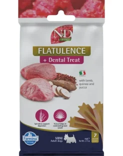 FARMINA N&D Ancestral Grain Dog Adult Mini Agnello & Mirtillo 7 kg alimento per cani di piccola taglia + FARMINA N&D Quinoa Dental Treat Flatulence Mini 60 g (7 pezzi) GRATIS!