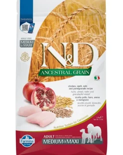 FARMINA N&D Ancestral Grain Dog Adult Medium & Maxi Chicken & Pomegranate 2,5 kg + FARMINA N&D Tropical Selection Dental Treat Chicken Medium/Maxi 100 g (7 pezzi) GRATIS!
