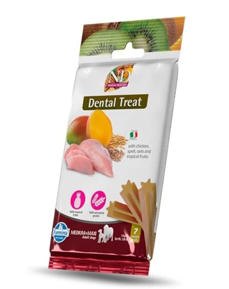 FARMINA N&D Ancestral Grain Dog Adult Medium & Maxi Chicken & Pomegranate 2,5 kg + FARMINA N&D Tropical Selection Dental Treat Chicken Medium/Maxi 100 g (7 pezzi) GRATIS!