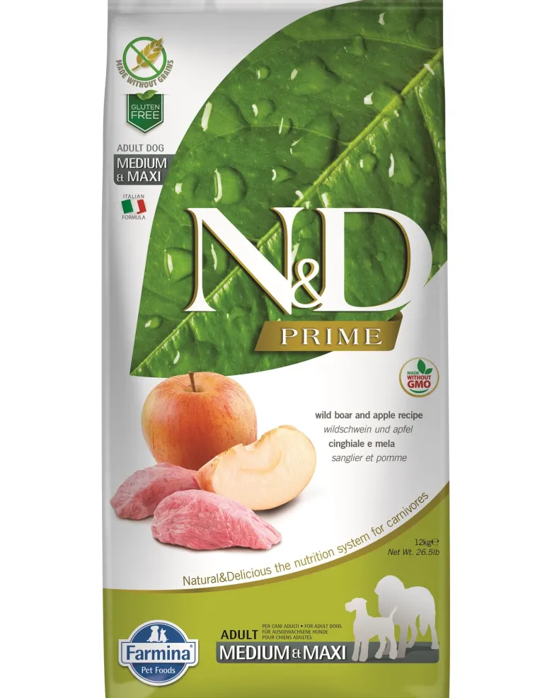 FARMINA N&D Boar & Apple Adult Medium & Maxi 2,5 kg alimento per cani di taglia media e grande + FARMINA N&D Quinoa Dental Treat Flatulence Medium/Maxi 100 g (7 pezzi) GRATIS!