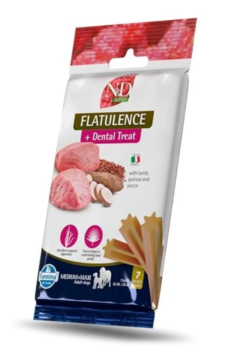 FARMINA N&D Boar & Apple Adult Medium & Maxi 2,5 kg alimento per cani di taglia media e grande + FARMINA N&D Quinoa Dental Treat Flatulence Medium/Maxi 100 g (7 pezzi) GRATIS!