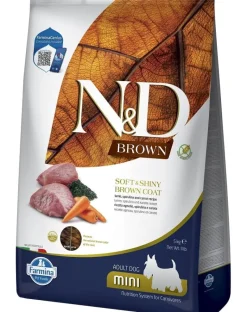 FARMINA N&D Brown Dog Adult Mini Agnello, Spirulina, Carota 5 kg + FARMINA N&D Brown Dental Treat Coat Agnello Mini 60 g (7 pezzi) GRATIS!
