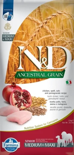 FARMINA N&D Low Grain Chicken & Pomegranate Senior Medium & Maxi 2 x 12kg