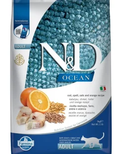 FARMINA N&D Ocean Adult Cat Codfish, Spelt, Oats and Orange 5 kg