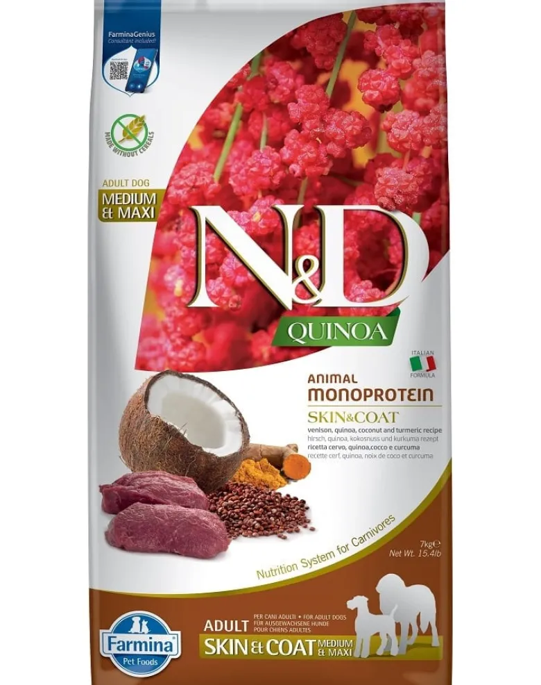 FARMINA N&D Quinoa Dog Adult Medium&Maxi Skin&Coat Venison & Coconut 7 kg
