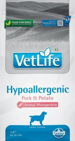 FARMINA VetLife Hypoallergenic Adult Pork alimento dietetico per cani 2kg + FARMINA Vet Life Dental Treat Hypoallergenic Fish Medium/Maxi, 100 g (7 pezzi) GRATIS!