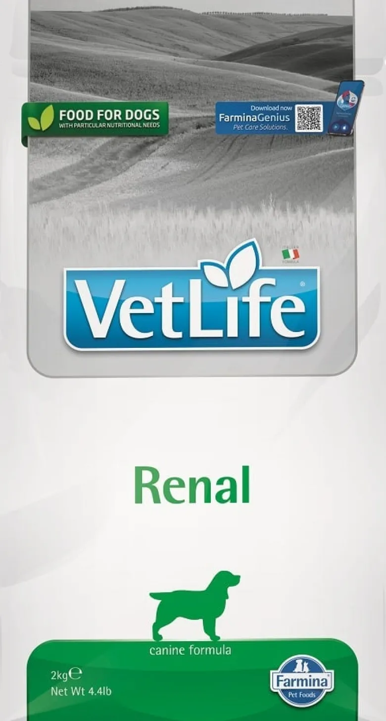FARMINA Vet Life Renal Dog 2 kg alimento per cani con malattie renali + FARMINA Vet Life Dental Treat Renal Medium/Maxi 100 g (7 pezzi) GRATIS!