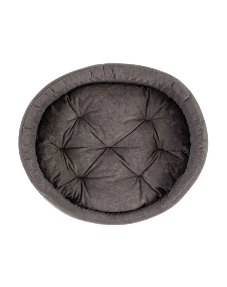 FERA Letto per cani ovale con cuscino 53x44x16 cm grigio