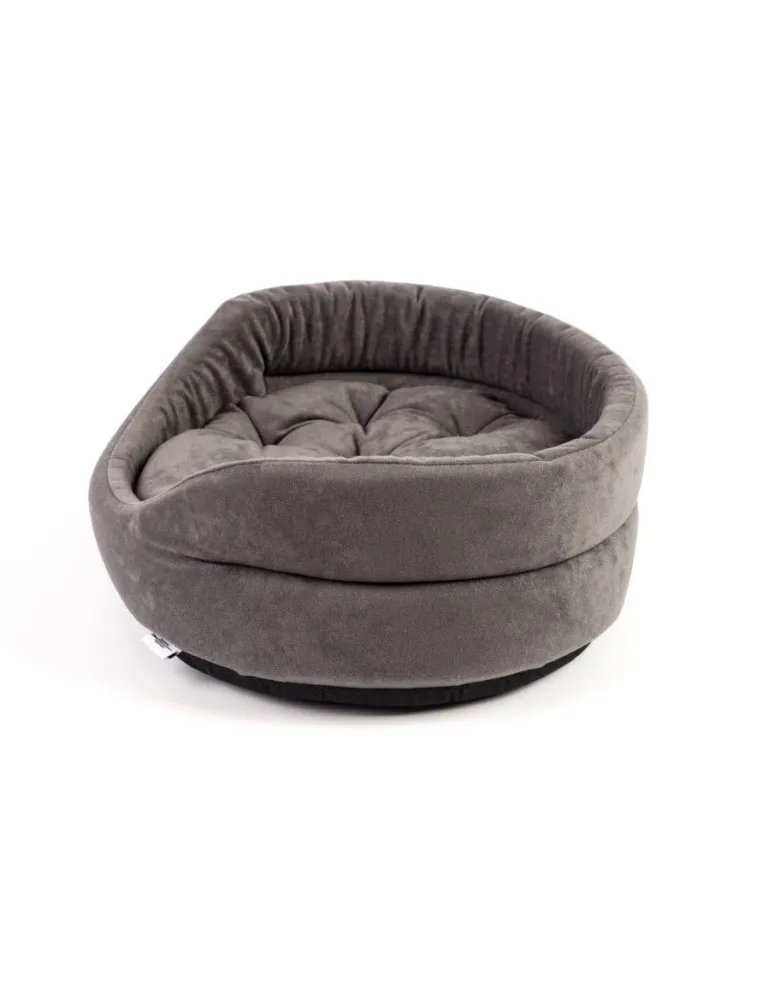 FERA Letto per cani ovale con cuscino 53x44x16 cm grigio