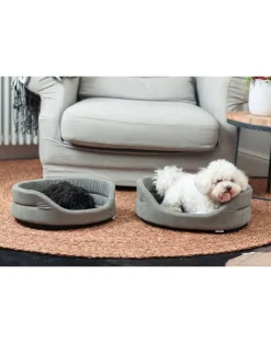 FERA Letto per cani ovale con cuscino 53x44x16 cm grigio