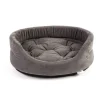 FERA Letto per cani ovale con cuscino 47x38x15 cm grigio