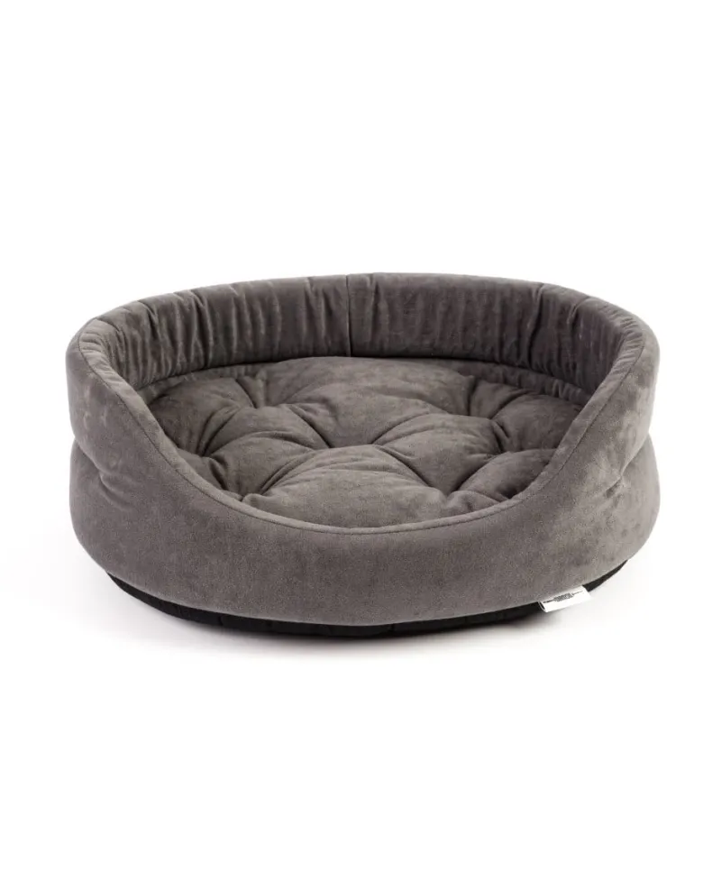 FERA Letto per cani ovale con cuscino 47x38x15 cm grigio