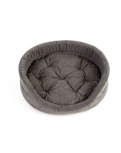 FERA Letto per cani ovale con cuscino 66x55x17 cm grigio