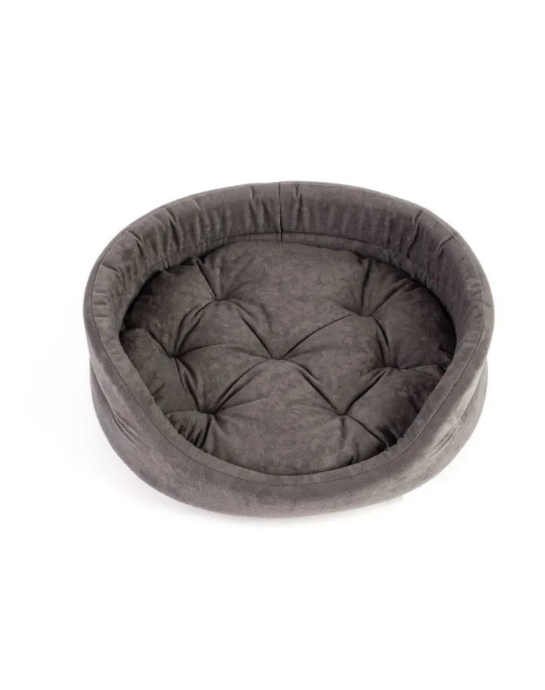 FERA Letto per cani ovale con cuscino 75x62x22 cm grigio