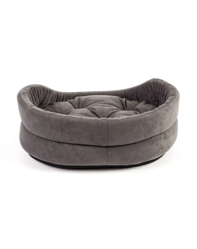 FERA Letto per cani ovale con cuscino 75x62x22 cm grigio