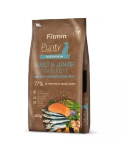 FITMIN Dog Purity Grain Free Adult Junior Fish Menu 12 kg cibo senza cereali a base di pesce per cani giovani e adulti di razze medie e grandi