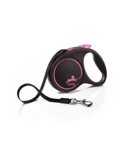 FLEXI guinzaglio automatico Nero Design M cinghia 5 m rosa
