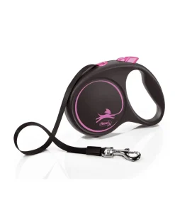FLEXI Guinzaglio FLEX Black Design L Fettuccia 5 m rosa