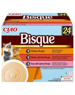 INABA Cat Ciao Bisque Variety 24x40g mix di zuppe cremose con pollo, manzo e pesce per gatti