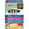 INABA Cat Ciao Stew Creamy Variety 10x40g mix di prelibatezze con pollo, pesce e capesante in salsa cremosa