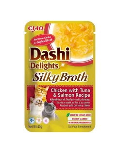 INABA Cat Dashi Delights Silky Broth Pollo, tonno e salmone 40g