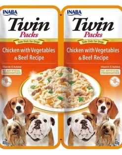 INABA Dog Twin Pollo, verdure e manzo in brodo per cani 24x40 g