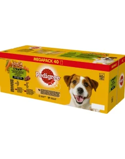 PEDIGREE Adult Megapack 40x100g Mix Gusti - pollo e verdure, manzo e verdure, tacchino e carote, manzo e agnello