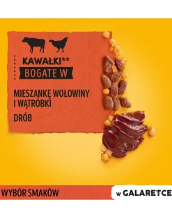 PEDIGREE Adult Selezione di sapori 4x100g cibo umido per cani adulti pezzi in gelatina ricchi di manzo e fegato e pezzi ricchi di pollame