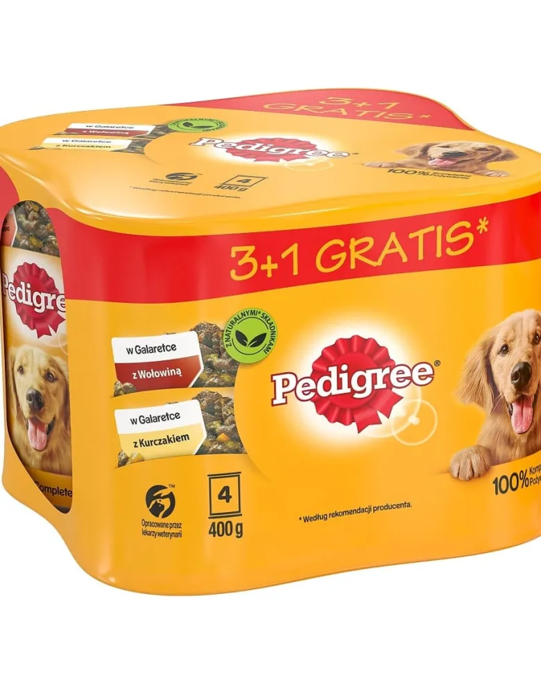PEDIGREE Adult 4x400 g Alimento umido completo in gelatina per cani adulti con pollo e manzo