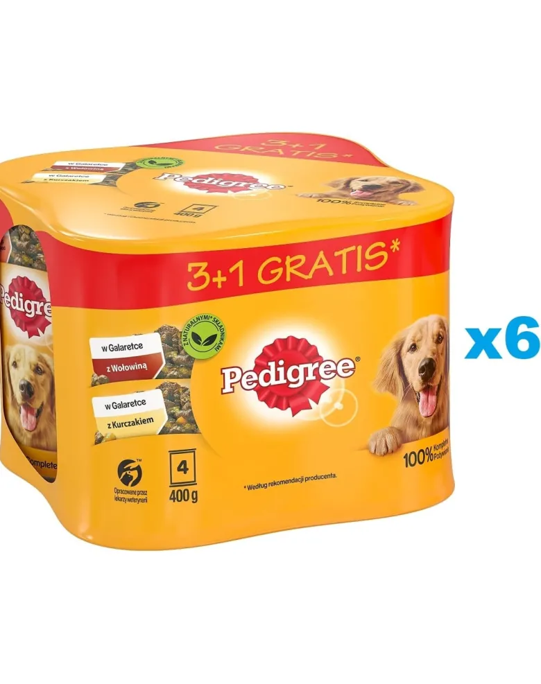 PEDIGREE Adult 24x400 g cibo umido completo per cani adulti in gelatina con pollo e manzo