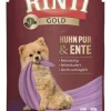 RINTI Chicken Pure&Duck Mini pollo e anatra in bustina per cani di piccola taglia 100 g
