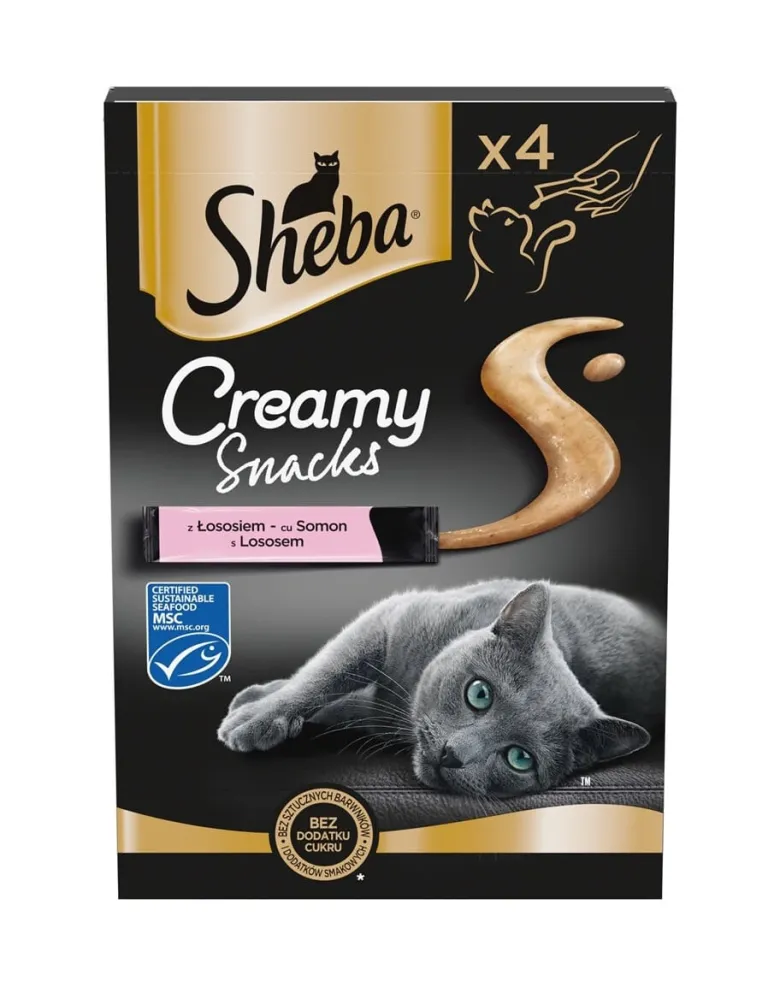 SHEBA Creamy Snacks crema per gatti con salmone 4x12g