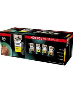 SHEBA Delicacy in bustina 40x85 g alimento umido completo in gelatina per gatti adulti con anatra, pollo, pollame e tacchino