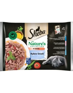 SHEBA Nature’s Collection Sapori di pesce 52x85 g Alimento umido completo in salsa per gatti adulti con tonno, salmone, merluzzo e pesce oceanico