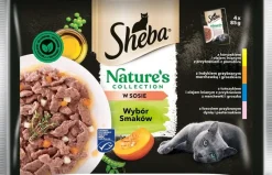 SHEBA Nature’s Collection Selezione di sapori 52x85 g Alimento umido completo per gatti adulti, bocconcini in salsa con pollo, tacchino, tonno e salmone