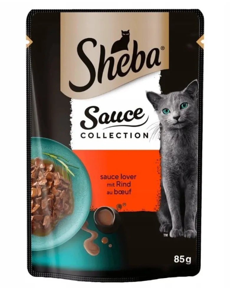 SHEBA Sauce Collection in bustina 28x85g alimento umido completo per gatti adulti bocconcini con manzo in salsa