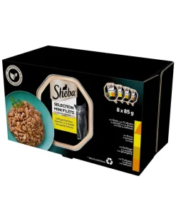 SHEBA Selection Aromi di pollame in vaschetta 32x85 g alimento umido completo per gatti adulti, bocconcini in salsa con pollo e tacchino, pollo, pollame, tacchino