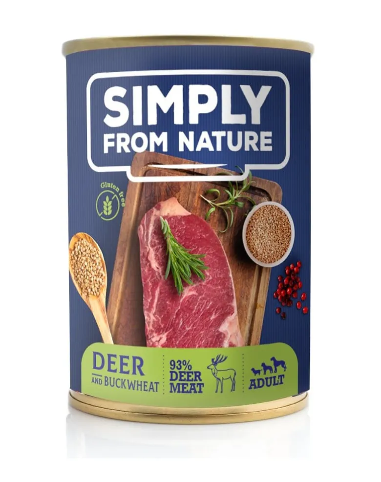 SIMPLY FROM NATURE Cibo umido per cani con cervo e grano saraceno 6 x 400g