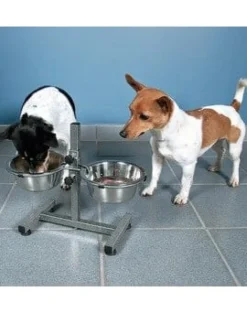 TRIXIE Bar per cani in metallo con ciotole in acciaio inox 2X1.8 l